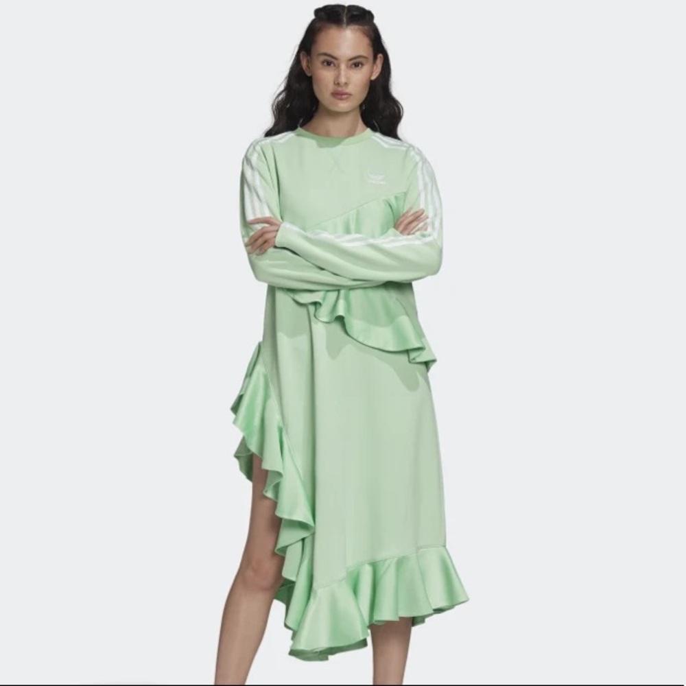 adidas Mint Green Ruffle Asymmetric Dress